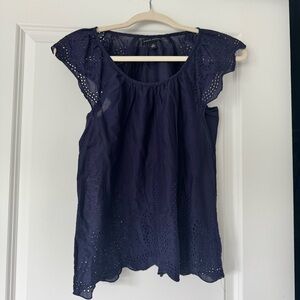 Banana Republic Dark Blue Eyelet Blouse